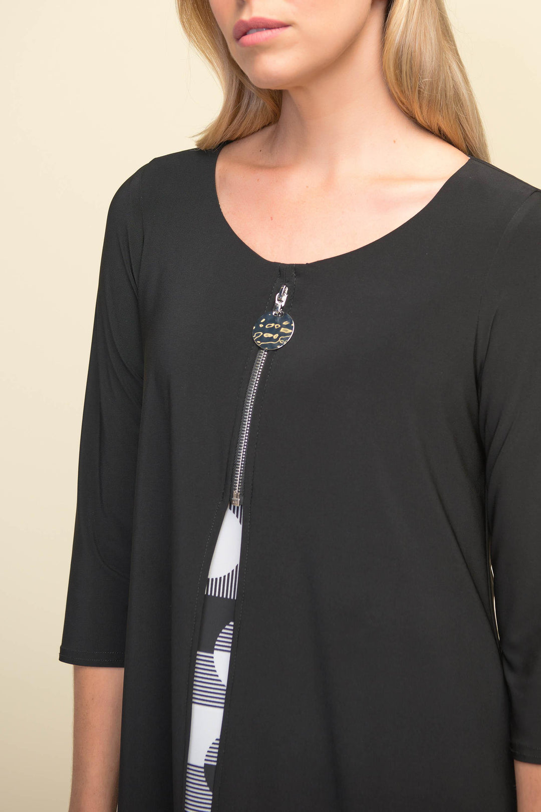 Joseph Ribkoff Black/Vanilla Tunic Style 211275 - Top 3/4 Sleeves, Black, Sale, SS21, Top, Tunic, Vanilla ginasmartboutique