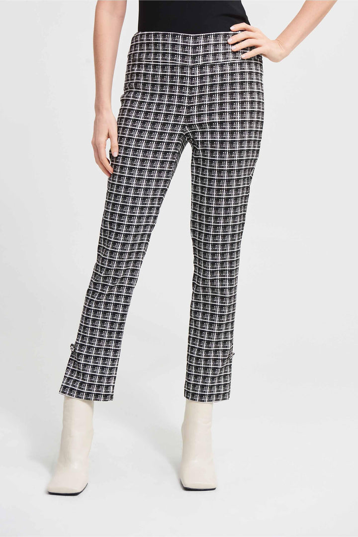 Joseph Ribkoff Black/White Plaid Jacquard Trouser Style 213439 - Trouser AW21, Black, Check, Sale, Trouser, White ginasmartboutique