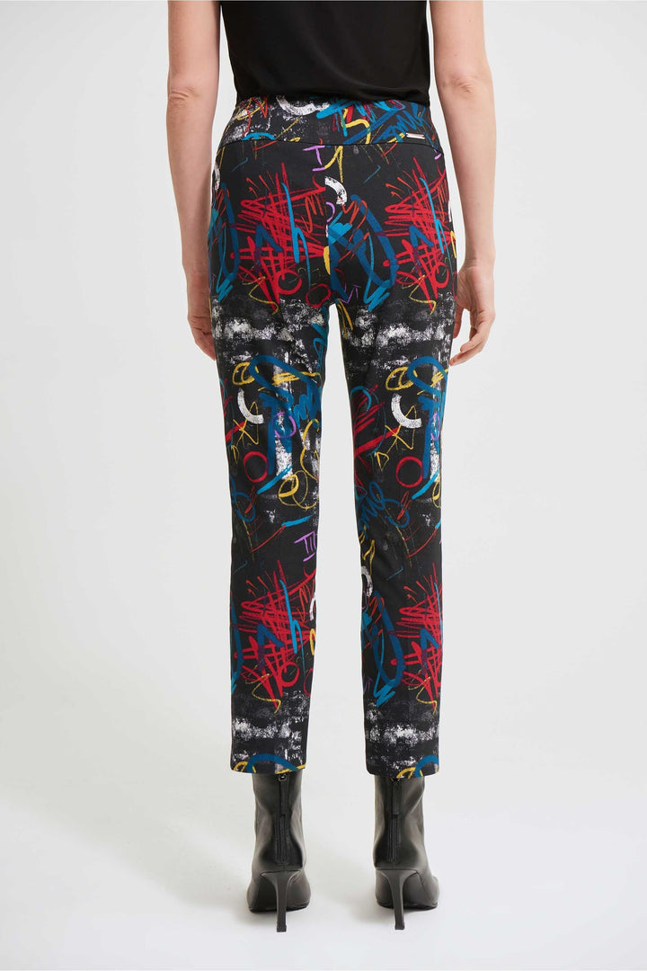 Joseph Ribkoff Black/Multi Abstract Print Trouser Style 213696 - Trouser AW21, Black, Print, Sale, Top ginasmartboutique