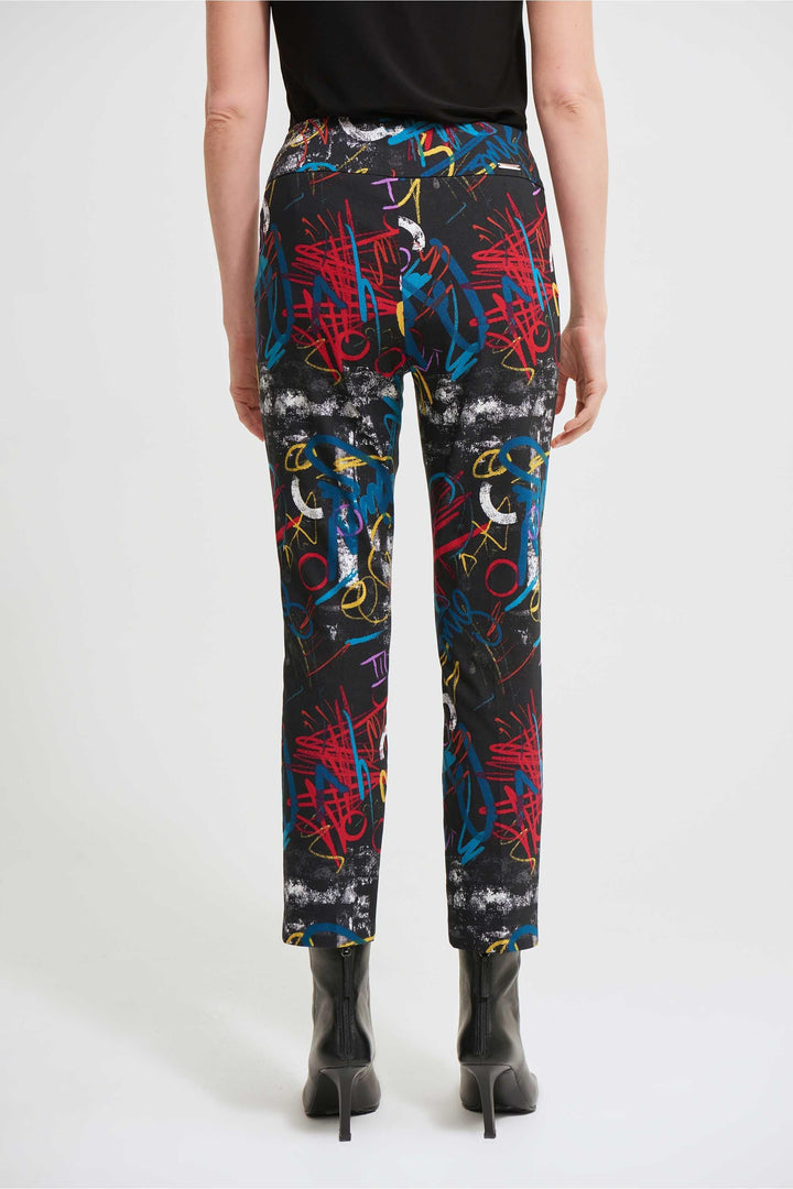 Joseph Ribkoff Black/Vanilla Graffiti Print Trouser Style 213696 - Trouser AW21, Black, Trouser, Vanilla ginasmartboutique