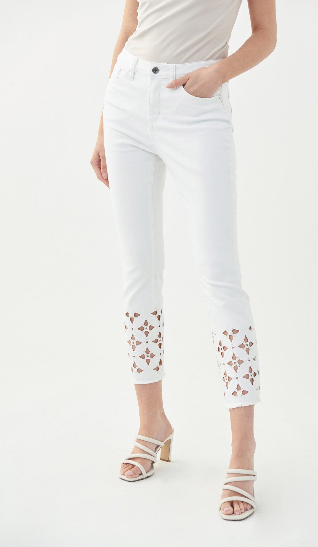 Joseph Ribkoff White Denim Jeans Style 221945 - Denim, Jeans, New, SS22, White ginasmartboutique