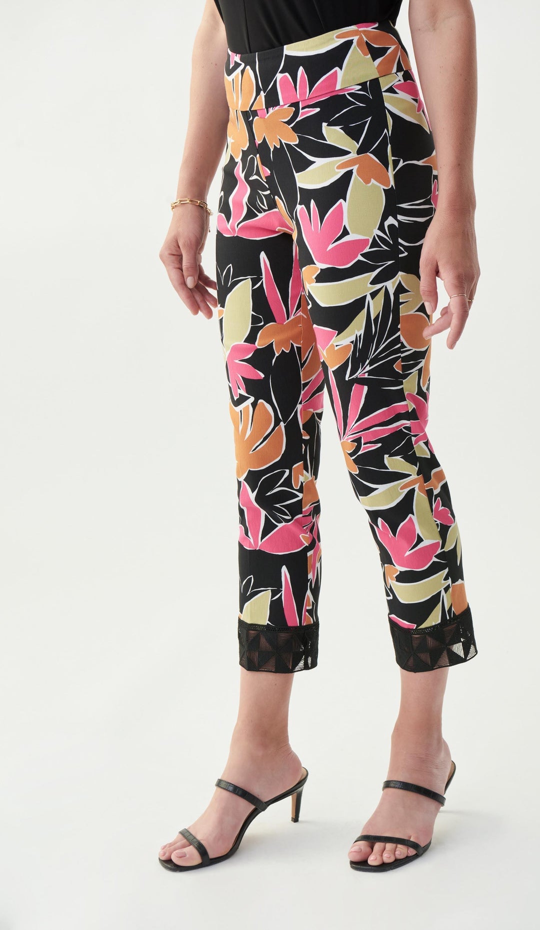 Joseph Ribkoff Black/Multi Floral Print Trouser Style 221319 - Black, Floral, Multi Coloured, Print, Sale, SS22, Trouser ginasmartboutique