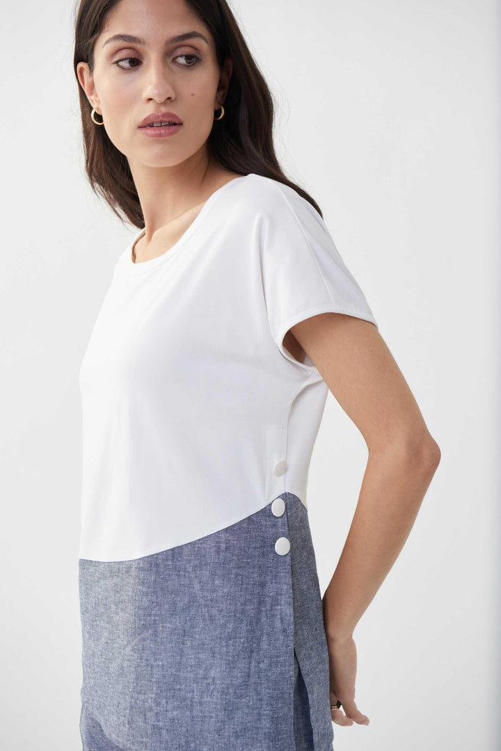 Joseph Ribkoff Navy/White Top Style 222140 - Navy, New, Off White, SS22, T-Shirt, Top ginasmartboutique