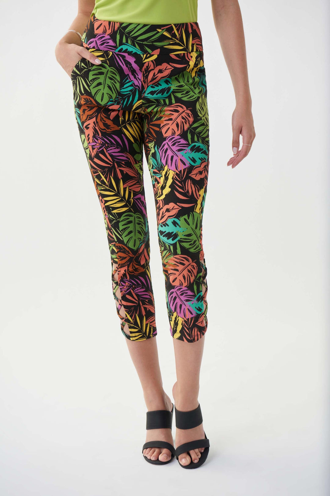 Joseph Ribkoff Black/Multi Pant Style 222176 - Black, Multi Coloured, Pant, Sale, SS22 ginasmartboutique