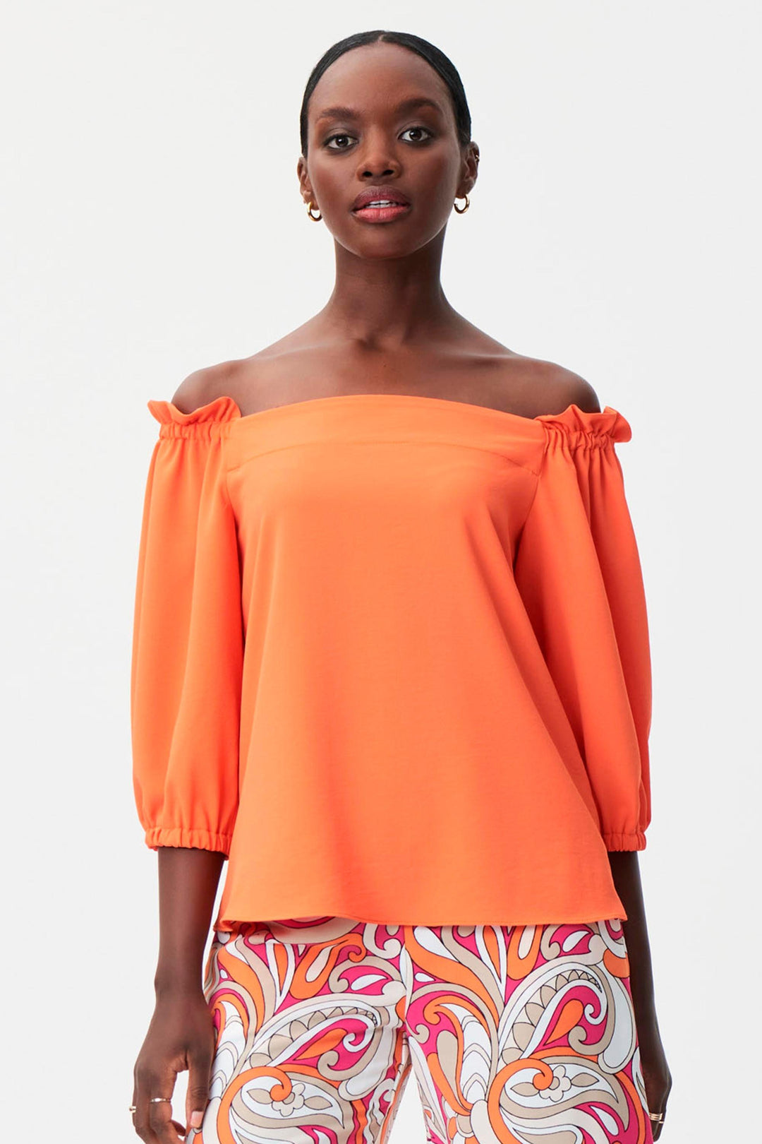 Joseph Ribkoff Mandarin Top Style 232181 - New, Orange, SS23, T-Shirt, Top ginasmartboutique