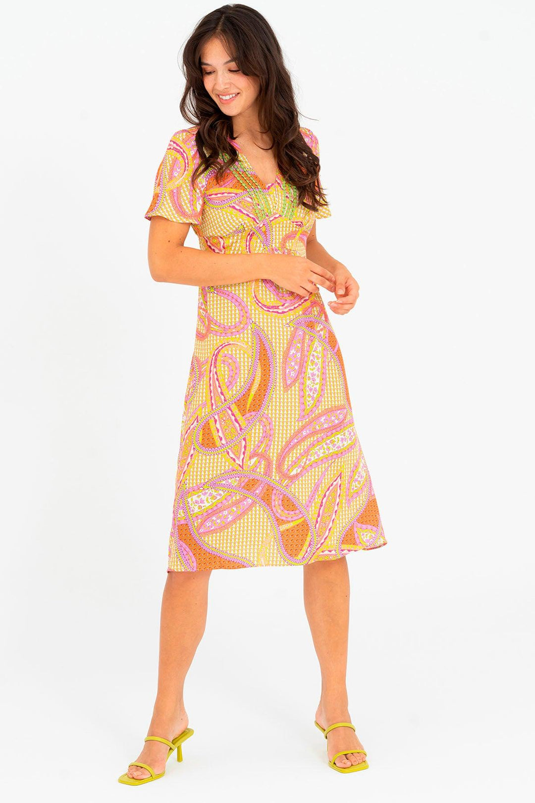 Tinta Ella Orange Multicolour Print Dress - Dress Dress, Multi Coloured, New, Orange, SS23 ginasmartboutique