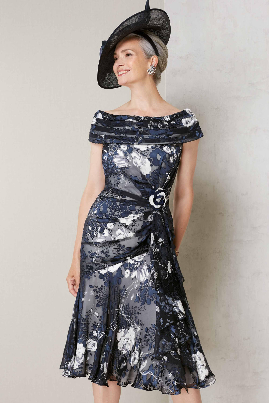 John Charles Style 27046 Navy Ivory - Dress Dress, Ivory, Navy, SS22 ginasmartboutique